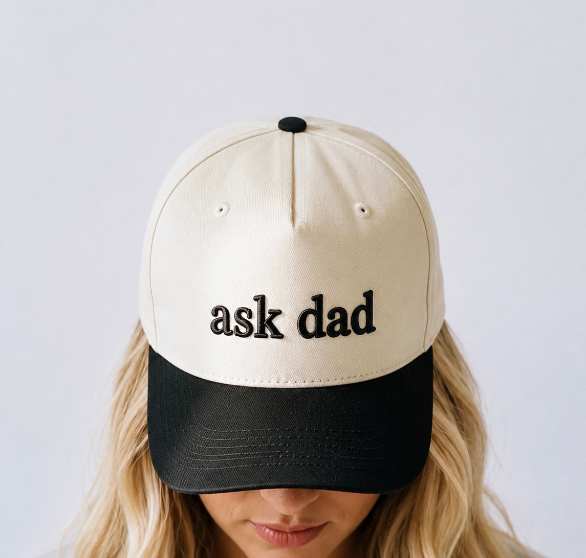 Ask Dad Hat – Embroidered Unisex Trucker Snapback Cap